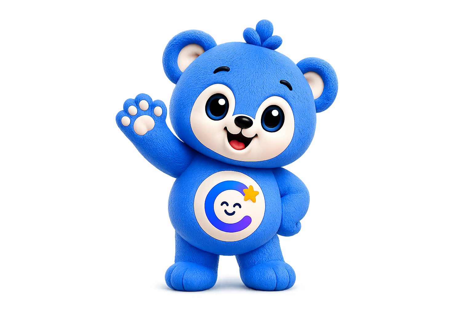 Cubi, the Chores & Co bear mascot, waving